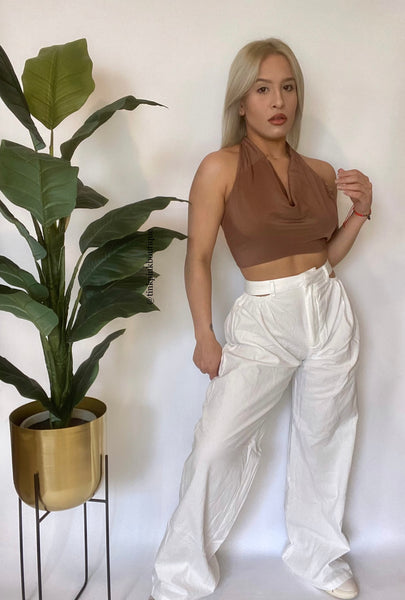 Cut Out Baggie Pants White