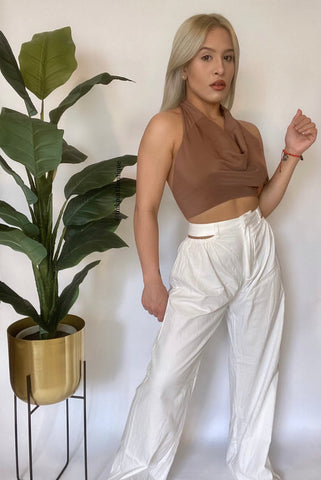 Cut Out Baggie Pants White