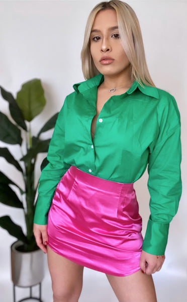 Full Satin Skirt Hot Pink