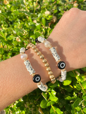 Evil Eye Black & Gold Bracelet Trio