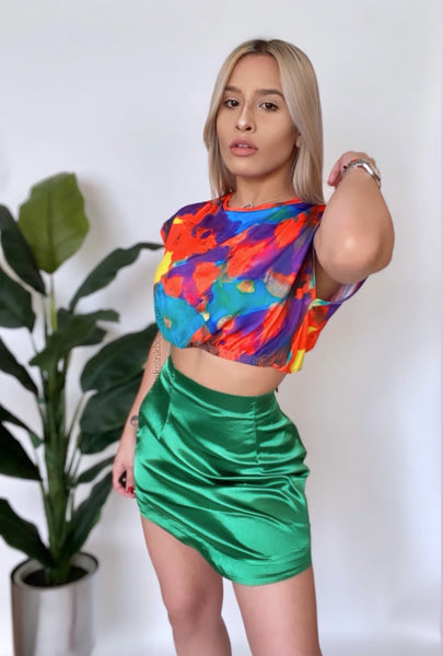 Full Satin Skirt Green