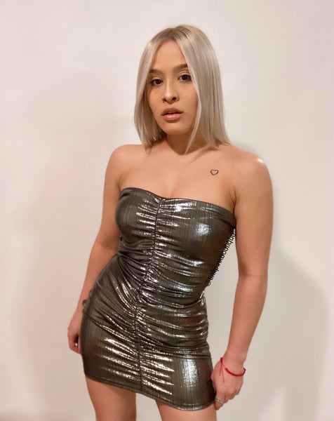 Mean Girl Metalic Silver Mini Dress