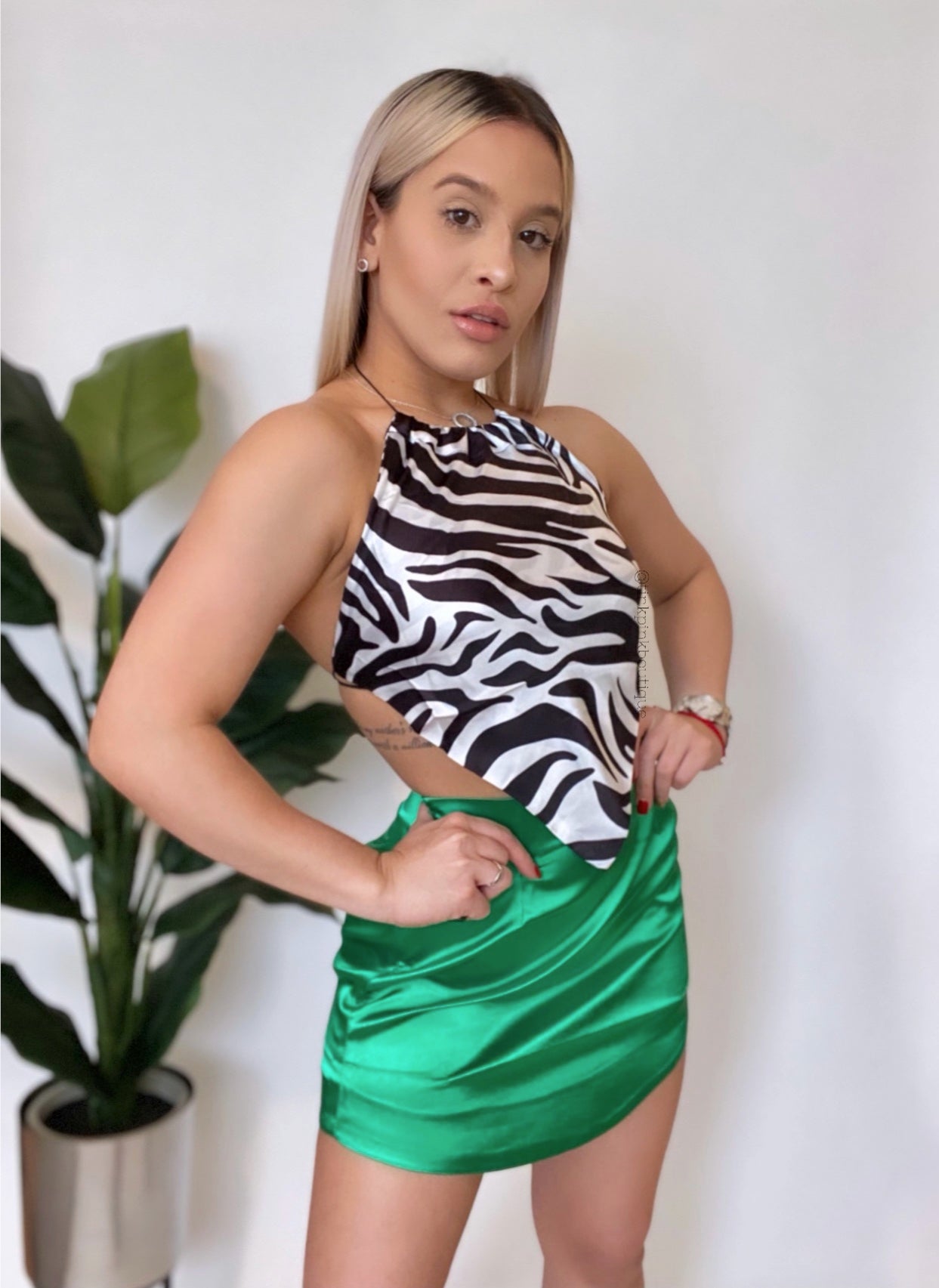 Full Satin Zebra Top