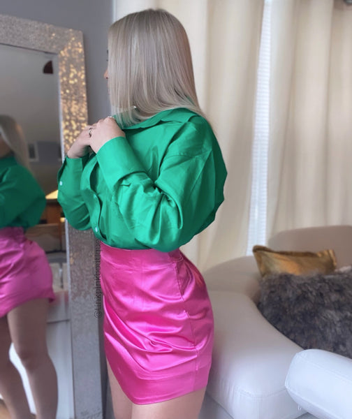 Full Satin Skirt Hot Pink