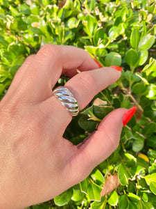 Silver Croissant Adjustable Ring